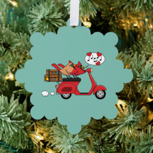 Red Kardinal Lovers on Scooter Ornament Karte