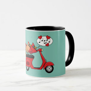 Red Kardinal Lovers on Scooter Tasse