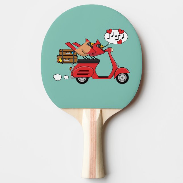 Red Kardinal Lovers on Scooter Tischtennis Schläger (Vorderseite)