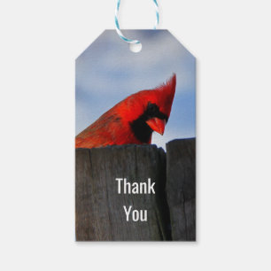 Red Kardinal on Wooden Stump Vielen Dank Geschenkanhänger