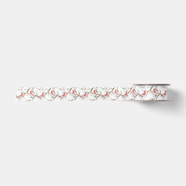 Red Kardinals Snowy Tree Pattern Weihnachtsband Satinband