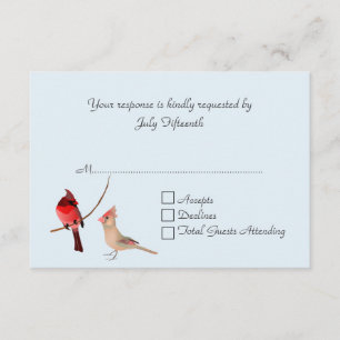 Red Kardinals Wedding RSVP Card Karte