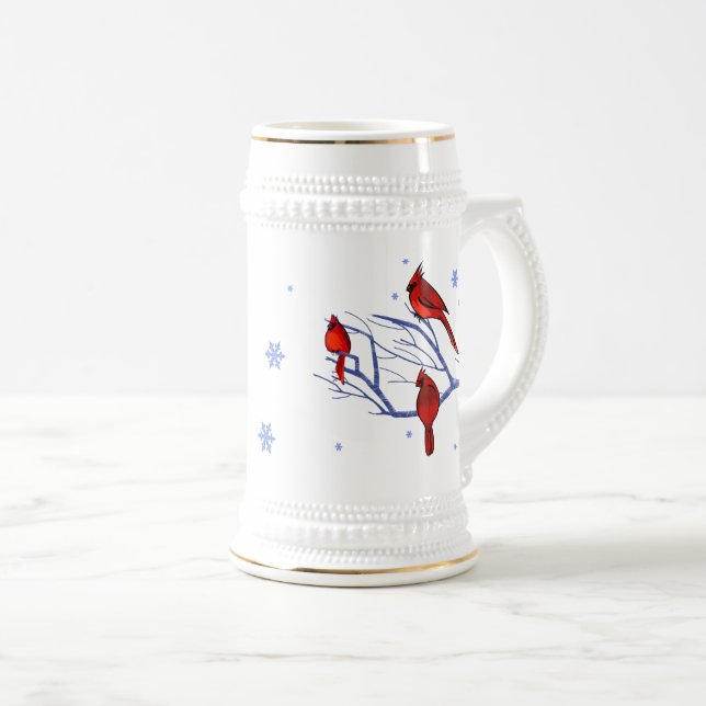 Red Kardinals Weihnachtsgeschenk Bierglas (VorderseiteRechts)