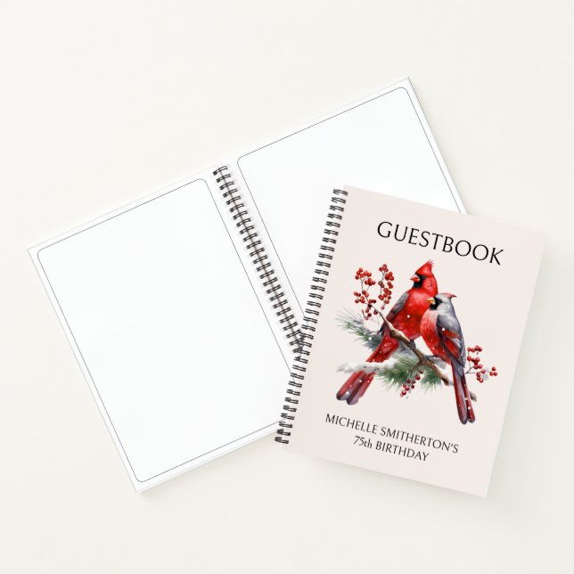 Red Kardinals Women's 75 th Birthday Gästebuch Notizbuch (Innenseite)