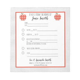 Red Kariert Apple School Entschuldigung Notizblock