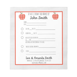 Red Kariert Apple School Entschuldigung Notizblock