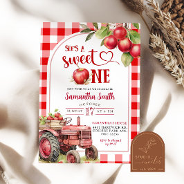 Red Kariert Apple Sweet One First Birthday Girl Einladung