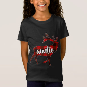 Red Kariert Auntie Buffalo Matching Family Rentier T-Shirt