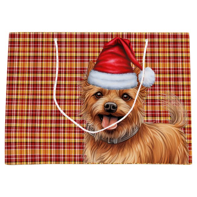 Red Kariert Australian Terrier Dog Holiday Große Geschenktüte (Vorderseite)