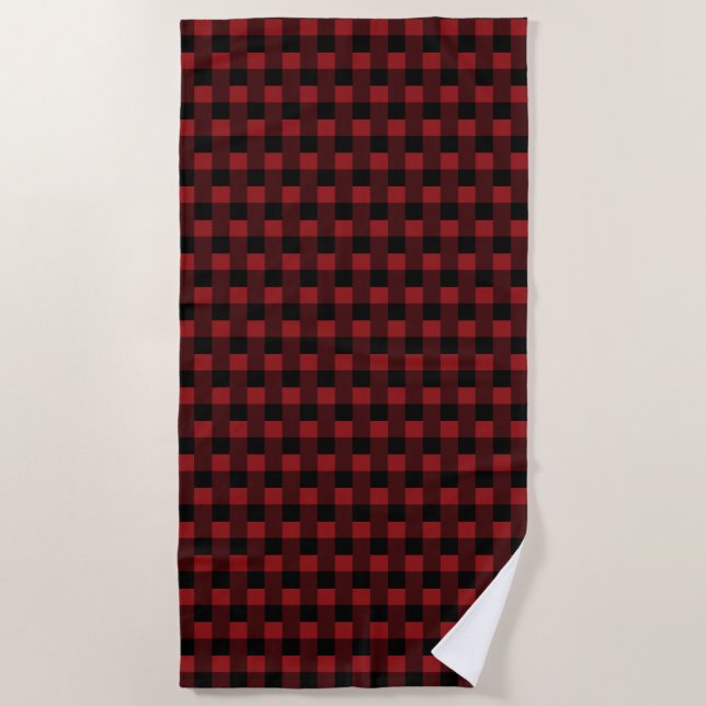 Red Kariert Beach Handtuch (Vorderseite)