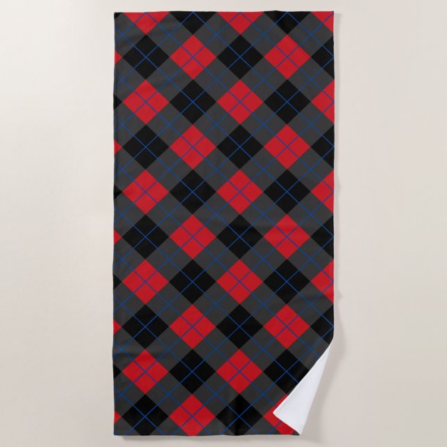 Red Kariert Beach Handtuch (Vorderseite)