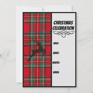 Red Kariert & Black Rentier Weihnachtsfeier Einladung