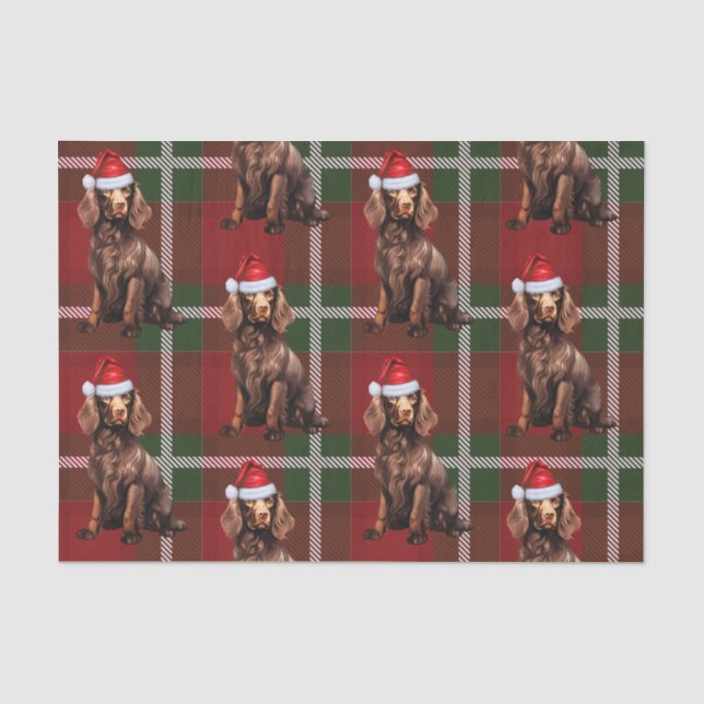 Red Kariert Boykin Spaniel Dog Lover Holiday Seidenpapier (Vorderseite)