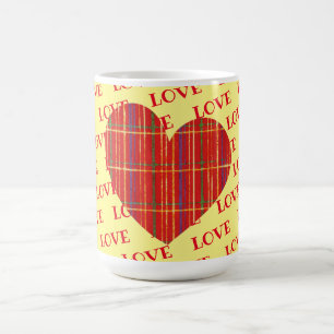 Red Kariert Bright Heart Liebe Tasse Cup