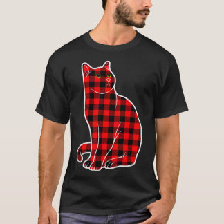 Red Kariert Buffalo Cat Christmas Pajamas Girls T-Shirt