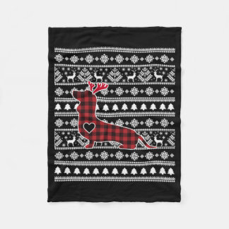 Red Kariert Buffalo Dackel Dog Weihnachten Fleecedecke