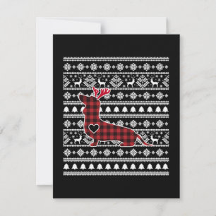 Red Kariert Buffalo Dackel Dog Weihnachten Mitteilungskarte