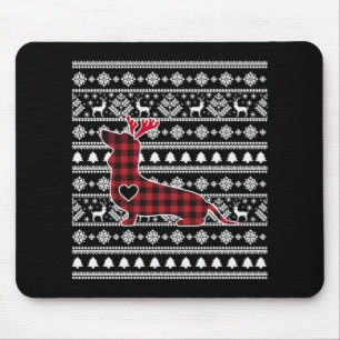 Red Kariert Buffalo Dackel Dog Weihnachten Mousepad