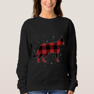 Red Kariert Buffalo German Shepherd Dog Christmas Sweatshirt
