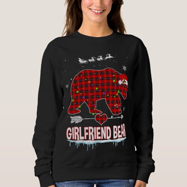 Red Kariert Buffalo Girlfriend Bear Christmas Paja Sweatshirt (Vorderseite)