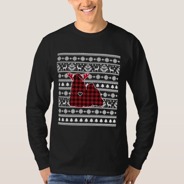 Red Kariert Buffalo Spitz Dog Christmas Pajamas T-Shirt (Vorderseite)