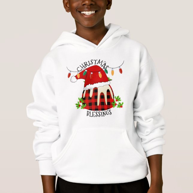 Red Kariert Buffalo Weihnachten Pudding Kinder Hoodie (Vorderseite)