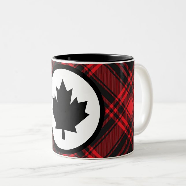 Red Kariert Canada Zwei-Tone-Tasse Zweifarbige Tasse (VorderseiteRechts)
