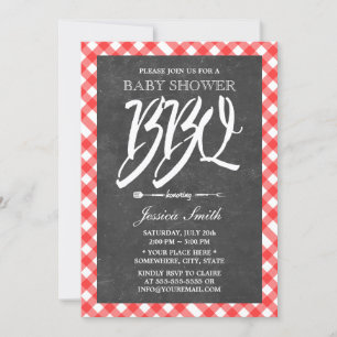Red Kariert & Chalkboard Baby Dusche GRILLEN Party Einladung