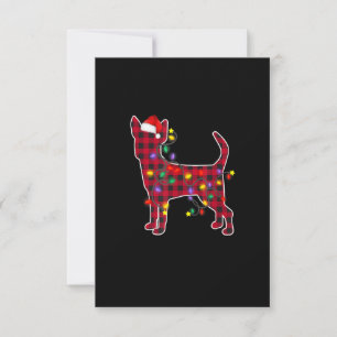 Red Kariert Chihuahua Dog Christmas Pajamas Famili Dankeskarte