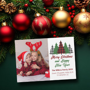 Red Kariert Christmas Trees Family Foto Magnet Car