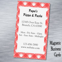 Red Kariert Custom Restaurant und Magnetkarte