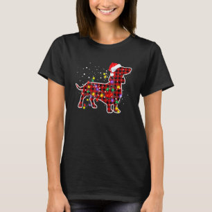Red Kariert Dackel Christmas Pajamas Family Dog X T-Shirt