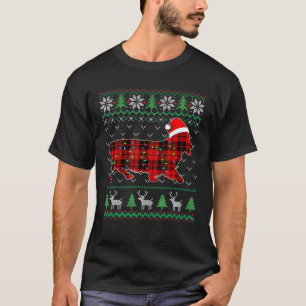 Red Kariert Dog Uggi Weihnachtslicht Corgi Dog Xma T-Shirt