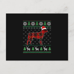 Red Kariert Dog Ugly Christmas Lights Boston Terri Postkarte