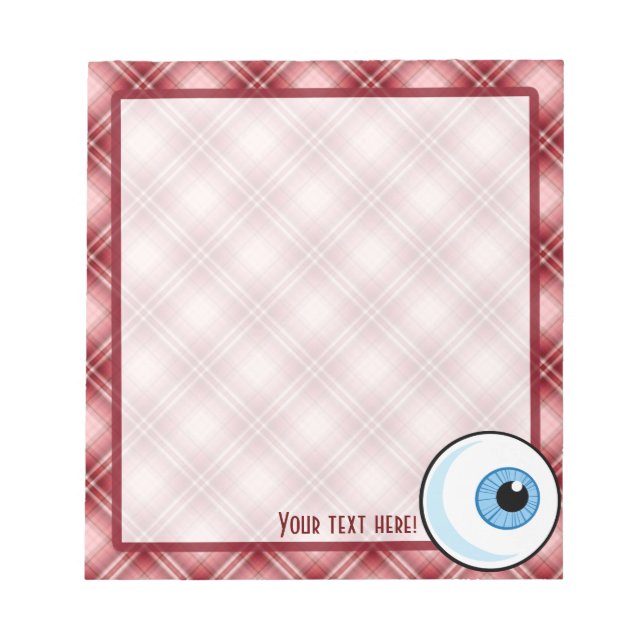 Red Kariert Eyeball Notizblock (Vorderseite)