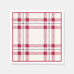 Red Kariert Farm Country Christmas Holiday Serviette