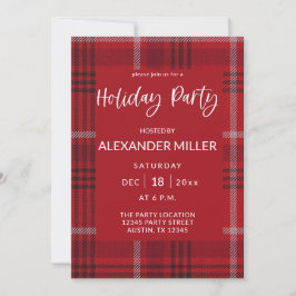 Red Kariert Flanell Holiday Party Einladung