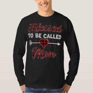 Red Kariert gesegnet, Mama Mutter T-Shirt genannt
