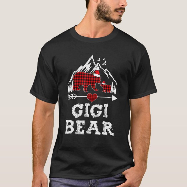 Red Kariert Gigi Bear Matching Pajama Family T-Shirt (Vorderseite)