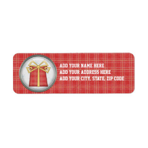 Red Kariert Holiday Gift Rücksendeadressen-Aufkleb