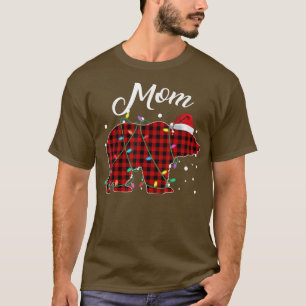 Red Kariert Mama Bear Matching Buffalo Pajama T-Shirt