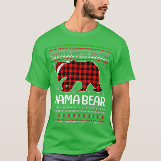 Red Kariert Mama Bear Weihnachtsfeier Pajama Match T-Shirt