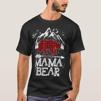 Red Kariert Mama Bear Weihnachtsfeier Pajama Match T-Shirt