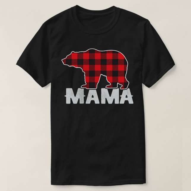 Red Kariert Mama Buffalo Matching Family Mama Paja T-Shirt (Design vorne)