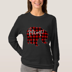 Red Kariert Meme Bear Matching Pajama Buffalo Fami T-Shirt