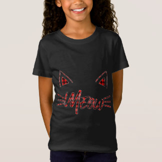 Red kariert Meow Cat Kitten Ears Büffel passend fa T-Shirt