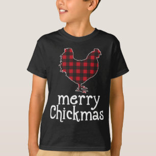 Red Kariert Merry Chickmas Funny Christmas Chicken T-Shirt