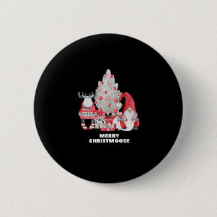 Red Kariert Merry Christmoose Weihnachten Button