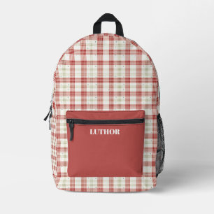 Red Kariert Modern Bedruckter Rucksack