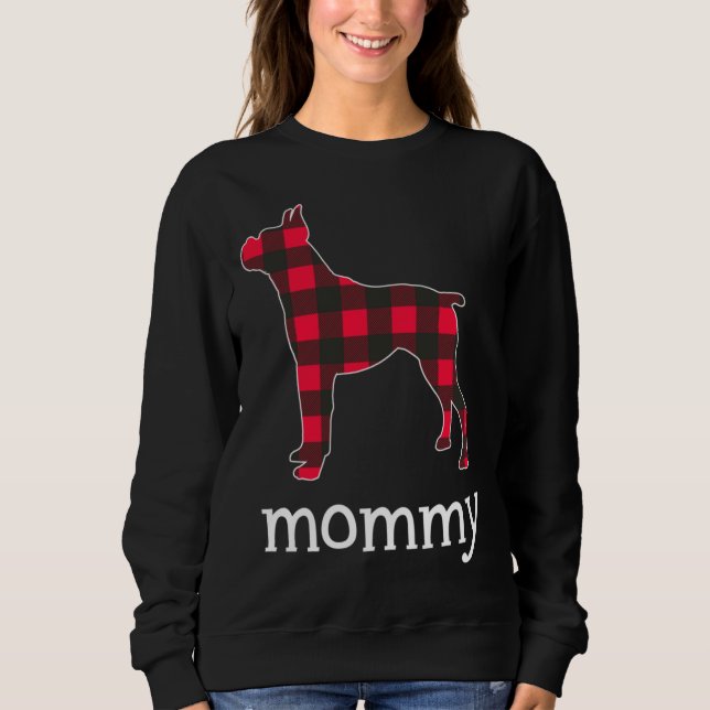 Red Kariert Mommy Boxer Dog Weihnachtslieder Famil Sweatshirt (Vorderseite)